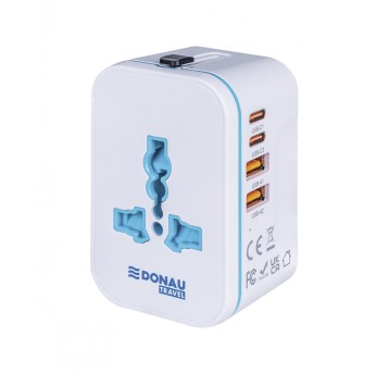 Adapter podróżny sieciowy 2 x USB / 2x USB-C DONAU TRAVEL 205 kol. biały wysuwane wrtyczki EU, UK, USA i AUS [13741831-14]