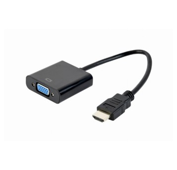 Adapter przejściówka HDMI(M) / VGA(F) 15cm GEMBIRD kol. czarny [A-HDMI-VGA-04]
