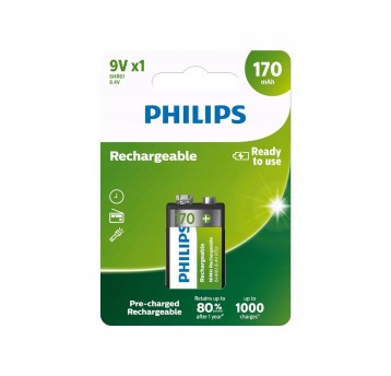 Akumulator Ni-MH 6HR61 / HR22 (9V) PHILIPS 170mAh 9V 1 szt. [9VB1A17/10]