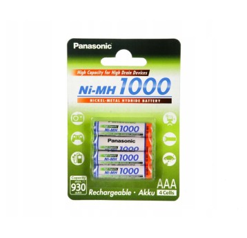 Akumulator Ni-MH HR03 (AAA) PANASONIC 1000mAh 1,2V blister zawiera 4 szt. [BK-4HGAE]