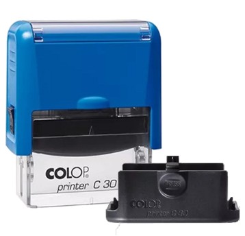 Automat stemplarski nasączony COLOP PRINTER 30 PRO kol. czarny kolor obudowy niebieski pastelowy