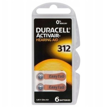 Bateria Zn-O2 DA312 DURACELL Activair Hearing Aid 1,45V box zawiera 6 szt. do aparatów słuchowych [DA312N6]