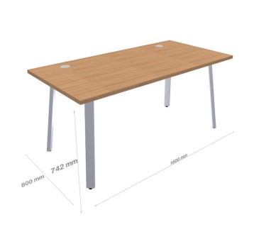 Biurko MDD metal+MDF kol. brązowo-szary cacao-aluminium, 2 przeloty kablowe, 160cm
