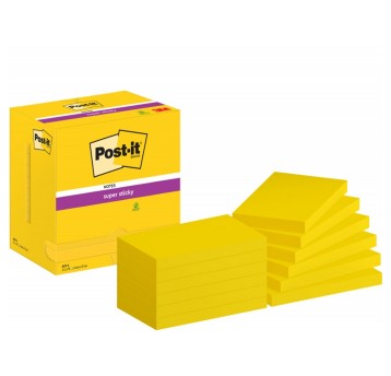 Bloczek samoprzylepny 127 x 76mm POST-IT Super Sticky 90 karteczek kol. żółty 12 szt. [655-12SSCY-EU / 3M-7100290175]