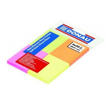 Bloczek samoprzylepny 38 x 51mm DONAU 50 karteczek wielokolorowy neonowy 4 szt. [7578001PL-99]
