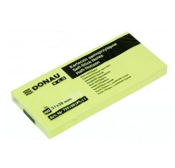Bloczek samoprzylepny 38 x 51mm DONAU Eco 100 karteczek kol. żółty 3 szt. [7591001PL-11]