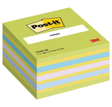 Bloczek samoprzylepny 76 x 76mm POST-IT 450 karteczek wielokolorowy odcienie zielonego, niebieskiego [3M-UU009543016]