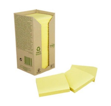 Bloczek samoprzylepny 76 x 76mm POST-IT Eco 100 karteczek kol. żółty 16 szt. [654-1T / 3M-UU009543958]
