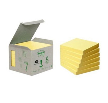Bloczek samoprzylepny 76 x 76mm POST-IT Eco 100 karteczek kol. żółty 6 szt. [654-1B / 3M-UU009544105]