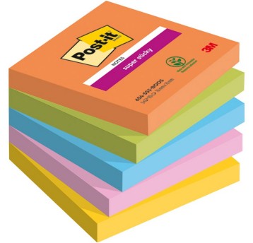 Bloczek samoprzylepny 76 x 76mm POST-IT Super Sticky Boost 90 karteczek wielokolorowy 5 szt. [654-5SS-BOOS / 3M-4054596924192]