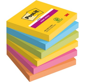 Bloczek samoprzylepny 76 x 76mm POST-IT Super Sticky Carnival 90 karteczek wielokolorowy 6 szt. [3M-51141400679]