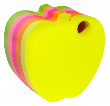 Bloczek samoprzylepny DONAU 400 karteczek wielokolorowy neonowy jabłko z otworem na długopis [7563001PL-99]