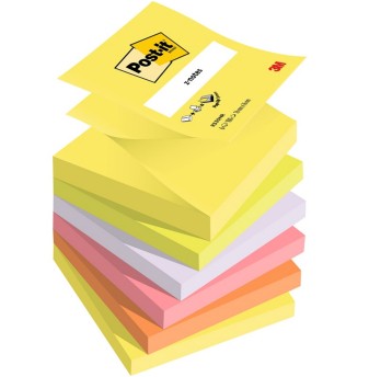 Bloczek samoprzylepny harmonijkowy 76 x 76mm POST-IT Z-Notes 100 karteczek wielokolorowy neonowy 6 szt. [3M-4064035083694]