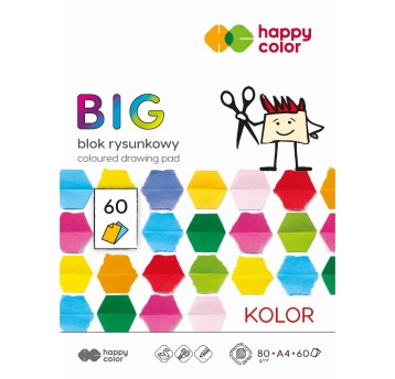 Blok rysunkowy wielokolorowy A4 80g 60 kartek HAPPY COLOR [HA 37082030-09B60]