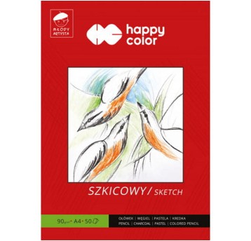 Blok szkicowy kol. biały A4 90g 50 kartek HAPPY COLOR Młody Artysta [HA 37092030-M50]