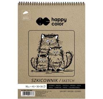 Blok szkicowy na spirali kol. biały A5 90g 60 kartek HAPPY COLOR [HA38091520-M60]