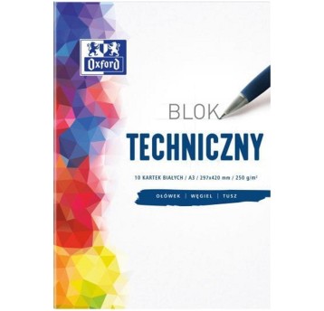 Blok techniczny kol. biały A3 250g 10 kartek OXFORD [400093232]