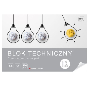 Blok techniczny kol. biały A4 170g 10 kartek INTERDRUK [BLT]
