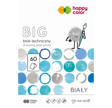 Blok techniczny kol. biały A4 170g 60 kartek HAPPY COLOR [HA 37172030-0B60]
