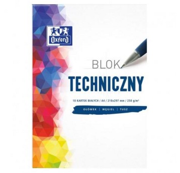 Blok techniczny kol. biały A4 250g 10 kartek OXFORD [400093199]