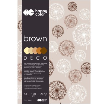 Blok techniczny kol. brązowy A4 170g 20 kartek HAPPY COLOR Deco Brown 5 odcieni brązowy [HA 3717 2030-072]
