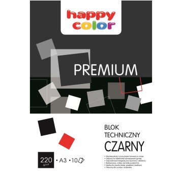 Blok techniczny kol. czarny A3 220g 10 kartek HAPPY COLOR [HA 3722 3040-9]