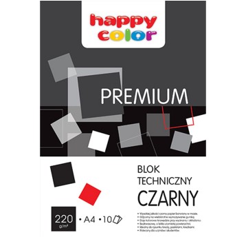 Blok techniczny kol. czarny A4 220g 10 kartek HAPPY COLOR [HA 3722 2030-9]