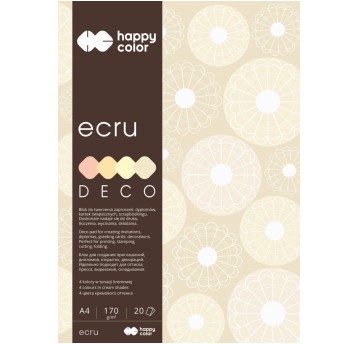 Blok techniczny kol. kremowy A4 170g 20 kartek HAPPY COLOR Deco Ecru 4 odcienie écru kremowy [HA 3717 2030-092]