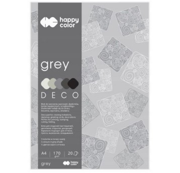 Blok techniczny kol. szary A4 170g 20 kartek HAPPY COLOR Deco Grey 5 odcieni szary [HA 3717 2030-082]