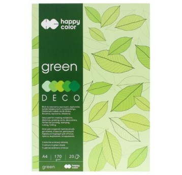 Blok techniczny kol. zielony A4 170g 20 kartek HAPPY COLOR Deco Green 5 odcieni zielony [HA 3717 2030-052]