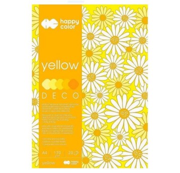Blok techniczny kol. żółty A4 170g 20 kartek HAPPY COLOR Deco Yellow 5 odcieni żółty [HA 3717 2030-012]