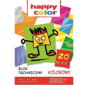 Blok techniczny wielokolorowy A3 170g 20 kartek HAPPY COLOR [HA 3717 3040-09]