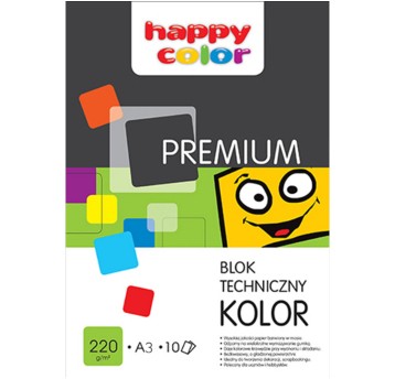 Blok techniczny wielokolorowy A3 220g 10 kartek HAPPY COLOR [HA 3722 3040-09]