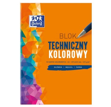 Blok techniczny wielokolorowy A3 225g 10 kartek OXFORD [400093234]