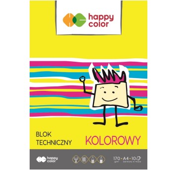 Blok techniczny wielokolorowy A4 170g 10 kartek HAPPY COLOR [HA 3550 2030-09]