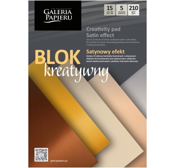 Blok techniczny wielokolorowy A4 210g 15 kartek GALERIA PAPIERU Kreatywny - Satynowy efekt 5 odcieni [258003]