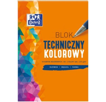 Blok techniczny wielokolorowy A4 225g 10 kartek OXFORD [400093230]