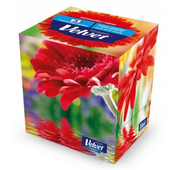 Chusteczki higieniczne celuloza 3 warstwowe karton VELVET Cube Style kol. biały 56 szt. [VLK-3100023]