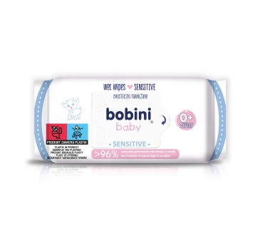 Chusteczki nawilżane folia BOBINI Baby Sensitive kol. biały 60 szt.
