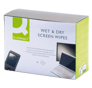Chusteczki / ściereczki do czyszczenia ekranów nasączane i suche Q-CONNECT saszetki 2 x 20 szt. [KF32148A]