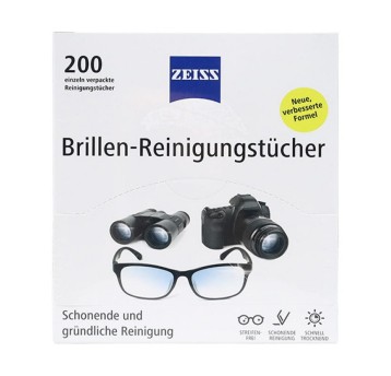 Chusteczki / ściereczki do czyszczenia okularów nasączane ZEISS saszetki 200 szt. [ZS0666-762]