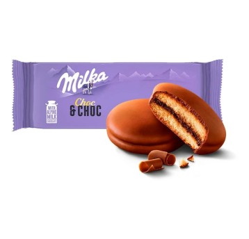 Ciastka biszkoptowe MILKA Choc & Choc przekładane kremem i oblane czekoladą 150g