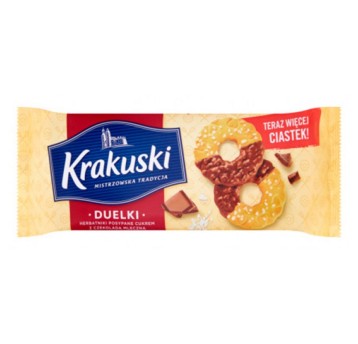 Ciastka herbatniki KRAKUSKI Duelki herbatniki z cukiem i mleczną czekoladą 181g