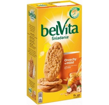 Ciastka zbożowe BELVITA orzechy, miód (pakowane 6 x 4szt.) 300g