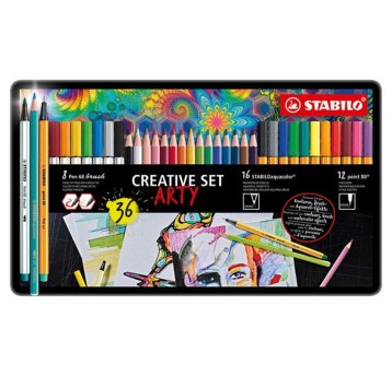 Cienkopis kreatywny STABILO CREATIVE Set Arty wielokolorowy 36 szt. w metalowym pudełku (Point 88 + Pen 68) [87/3193]