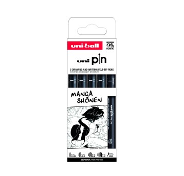 Cienkopis kreślarski UNI PIN 200 Manga Shonen kol. czarny 5 szt. 0,05/ 0,3 /0,8/ 1,2/BR [ASP013]