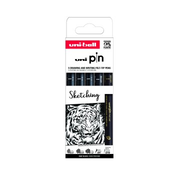 Cienkopis kreślarski UNI PIN 200 Sketching kol. czarny 5 szt. 0,4/ 0,9 /1,2/BR/EFB [ASP017]