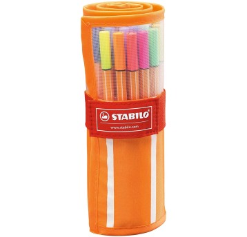Cienkopis STABILO POINT Rollerset wielokolorowy 0,4mm 30 szt. w zwijanym etui na rzep [8830-2]