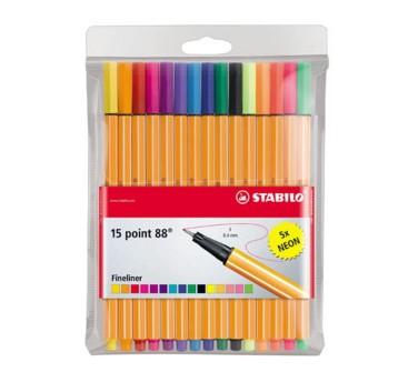 Cienkopis STABILO POINT wielokolorowy 0,4mm 15 szt. w etui z zawieszką [8815-1]