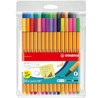 Cienkopis STABILO POINT wielokolorowy 0,4mm 30 szt. w etui z zawieszką [8830-1]